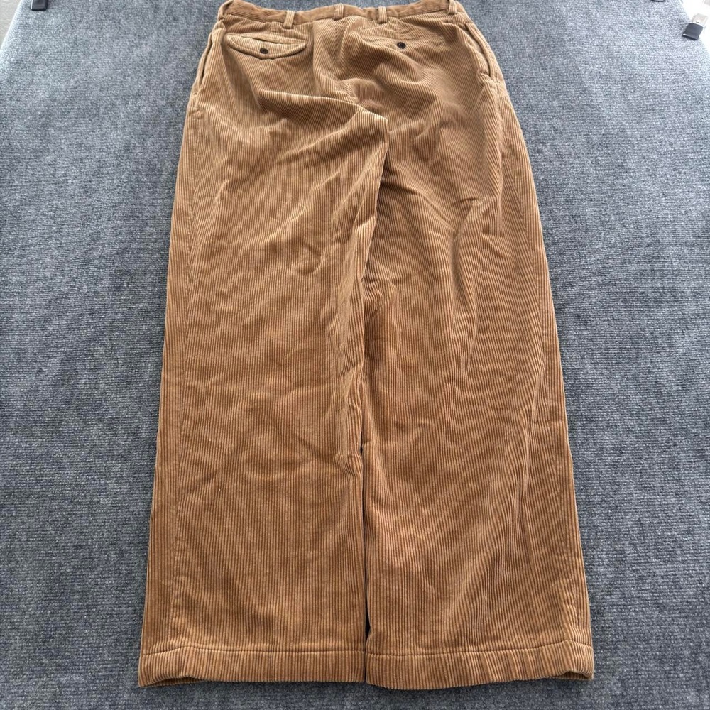 Vintage Polo Ralph Lauren Tan Corduroy Pleated Trousers Pants 36x32 Fits 34X29